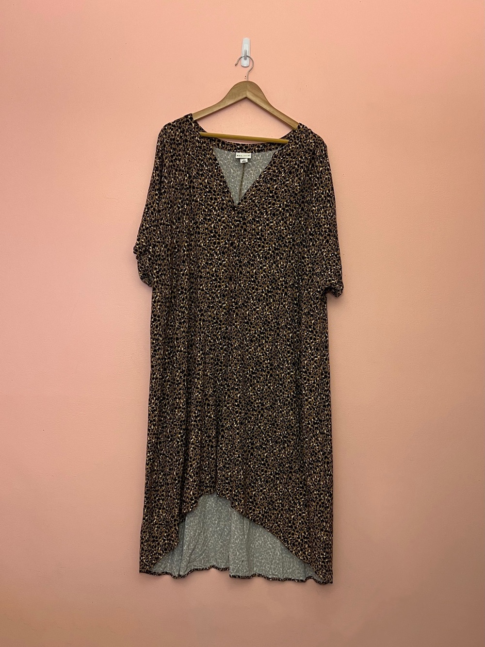 Ava & Viv Cheetah Print Button Front Lightweight Midi Dress 3X